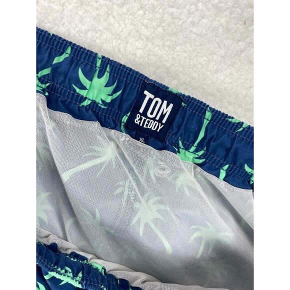 Tom & Teddy Swim Trunks Men’s Size XL Blue Palm Tree Print Beach Shorts - Picture 7 of 7